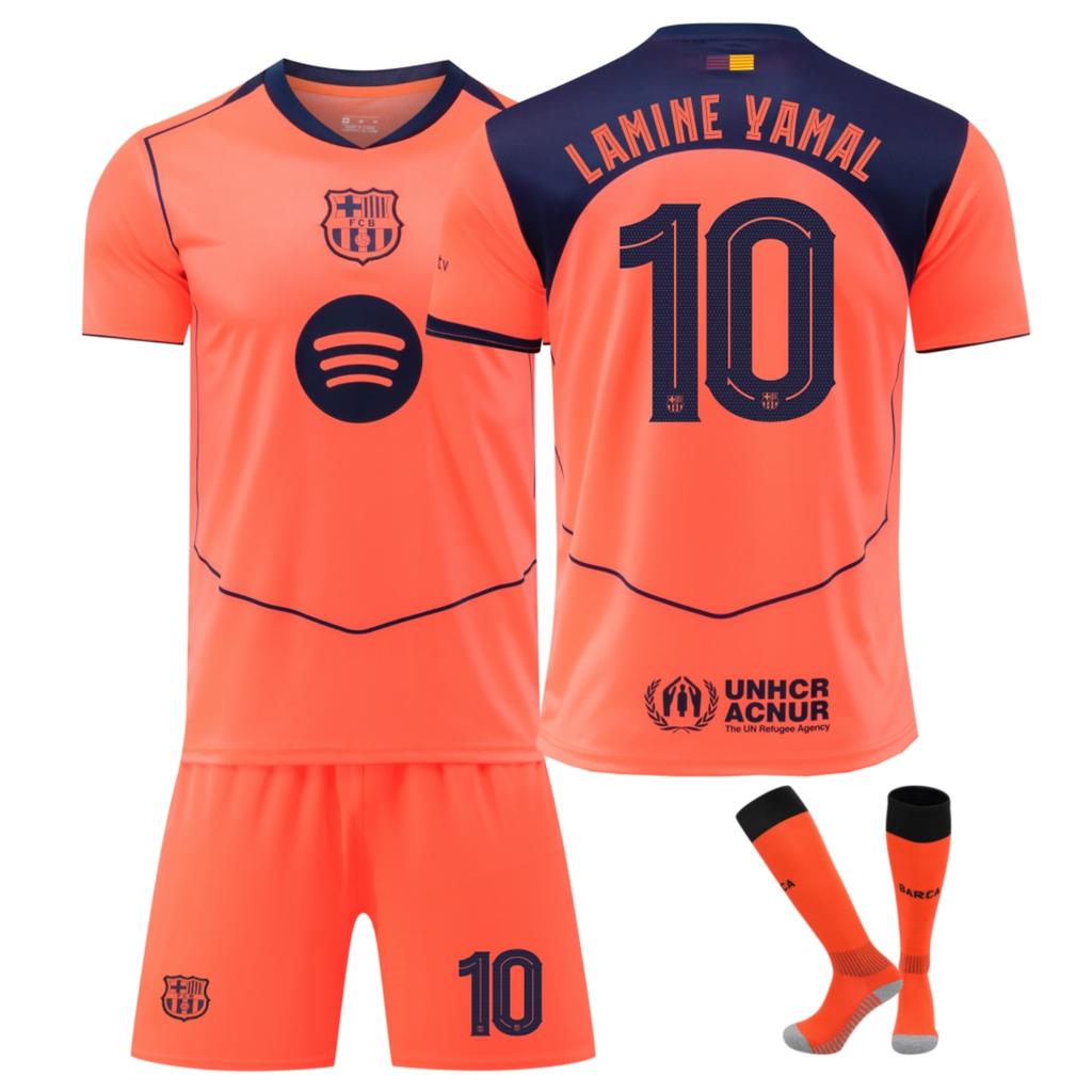 Dětský fotbalový dresový set Barcelona Yamal, YSHT, Polyester, 130-140 cm, Oranžová