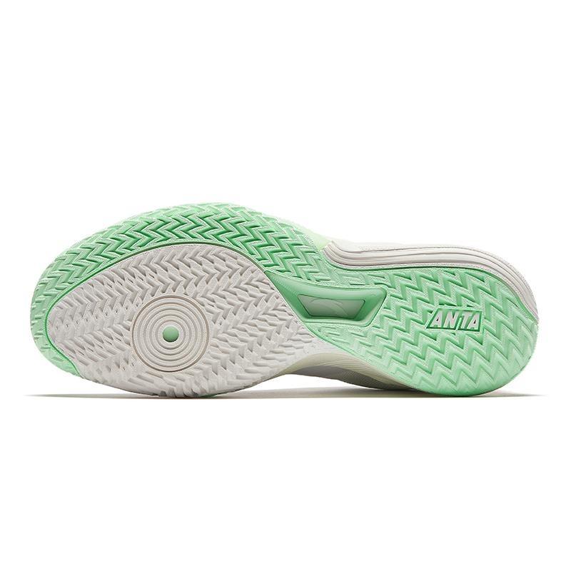 Anta Wind Tunnel 5 Comfortable Shock Absorption Non-Slip Wear-Resistant Support Low-Top Basketball Shoes Men Sneaker White Green 112441107-1