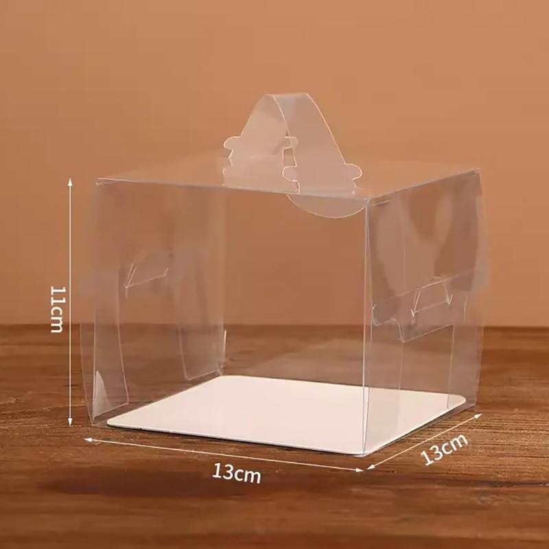 Gjennomsiktig håndtak Kakeboks Mini Firkantet Mousse Pastry Puff Plastemballasjebokser 5-tommers 6-tommers dessertbaking Liten bærbar boks