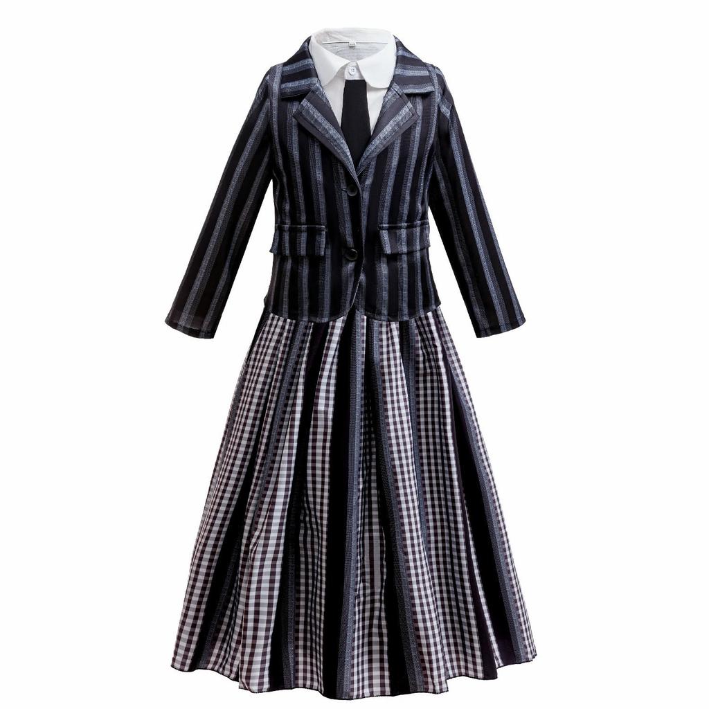 Cross-border Adams family Wednesday dress dress female lead with the same wolf girl party suit playing COS clothes