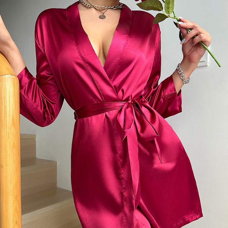 Women's Summer Ice Silk Spaghetti Strap Jumpsuit Nightgown