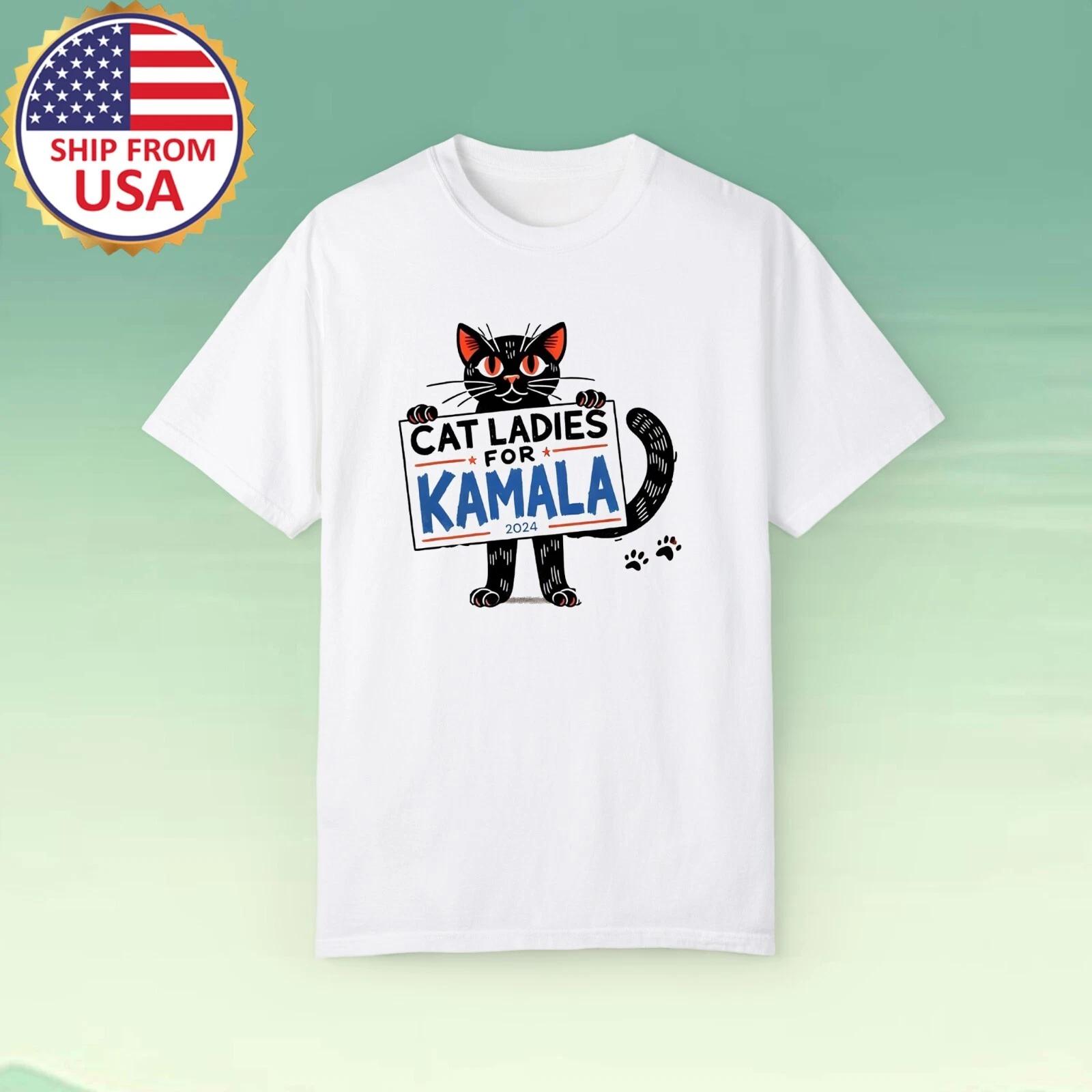 Cat Ladies For Kamala Funny Cat 2024 President White Size S-5XL XL