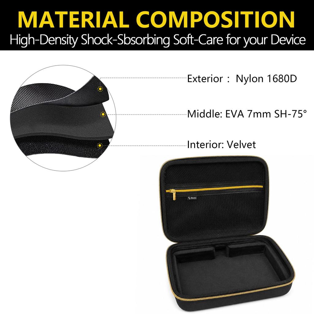 MUSIIN Analog Synthesizer Case for Behringer UB-xA Mini, with Mesh Pocket, Gold Zipper, and Handle, for Studio, Travel, and Stage Carrying (Gold Tone