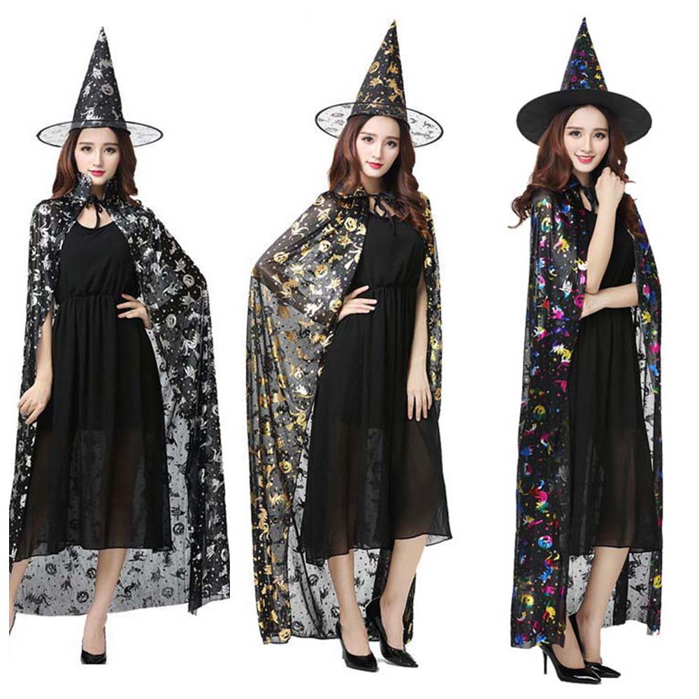 Witch Caps Halloween Cloak Sets Performance Costumes Scary Costumes Trendy Wizard Robe  Party Show