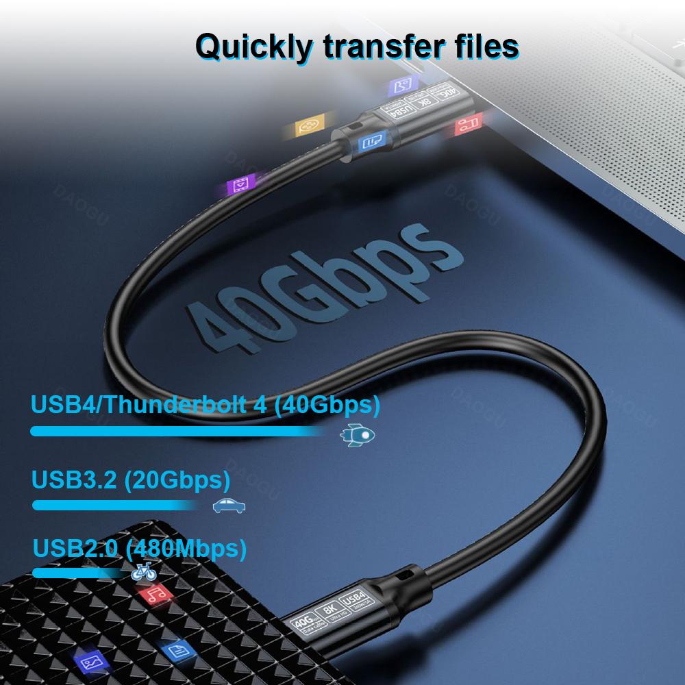 USB 4 Cable 40Gbps Data Cable 8K 60Hz Video Cord 5A 240W PD Fast Charging USB Type C Cable 3.2 Compatible With Thunderbolt 4 3
