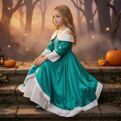 Dětské šaty princezny Kostým Lehký polyesterový šaty Outfit pro jevištní vystoupení a denní nošení