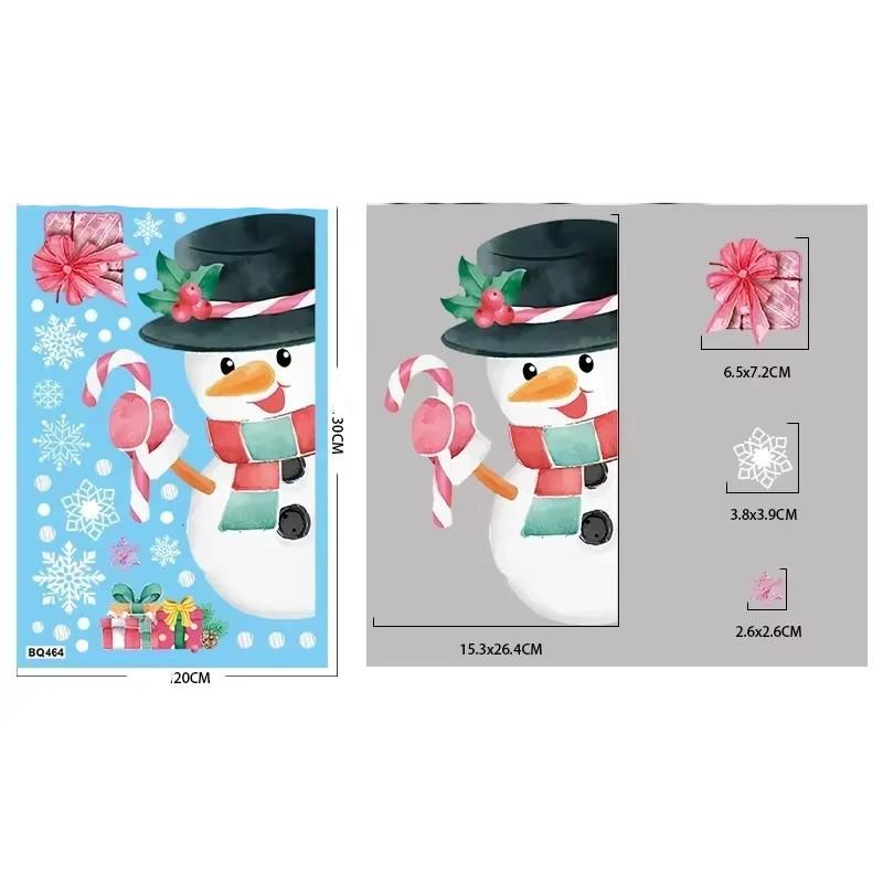 Christmas Pink Santa Claus Stickers Xmas Ball Garlands Bell Snowman Static Stickers Merry Christmas Decor Happy New Year