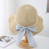 Sun Hat Women Summer French Style Straw Wide Brim Beads Chain Beach Hat Lady Adjustable Foldable Sunhat New Foldable