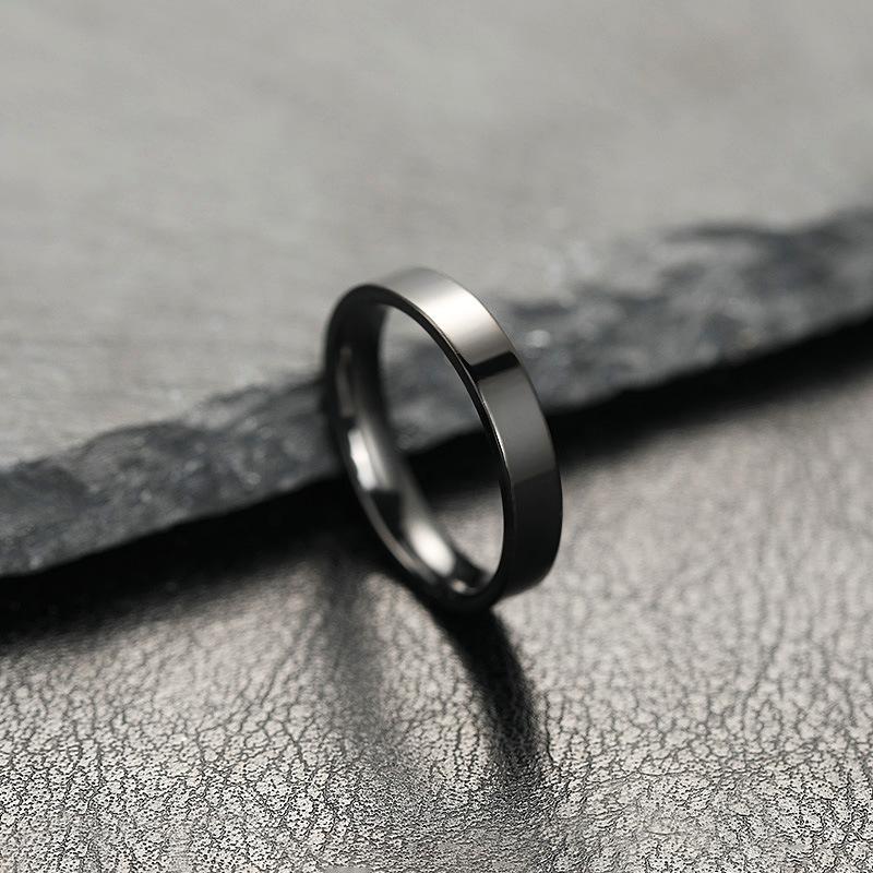 Ring Women's Non-fading Niche Design 4mm Bright Surface, Plain Ring Stainless Steel Jewelry Couple Ring