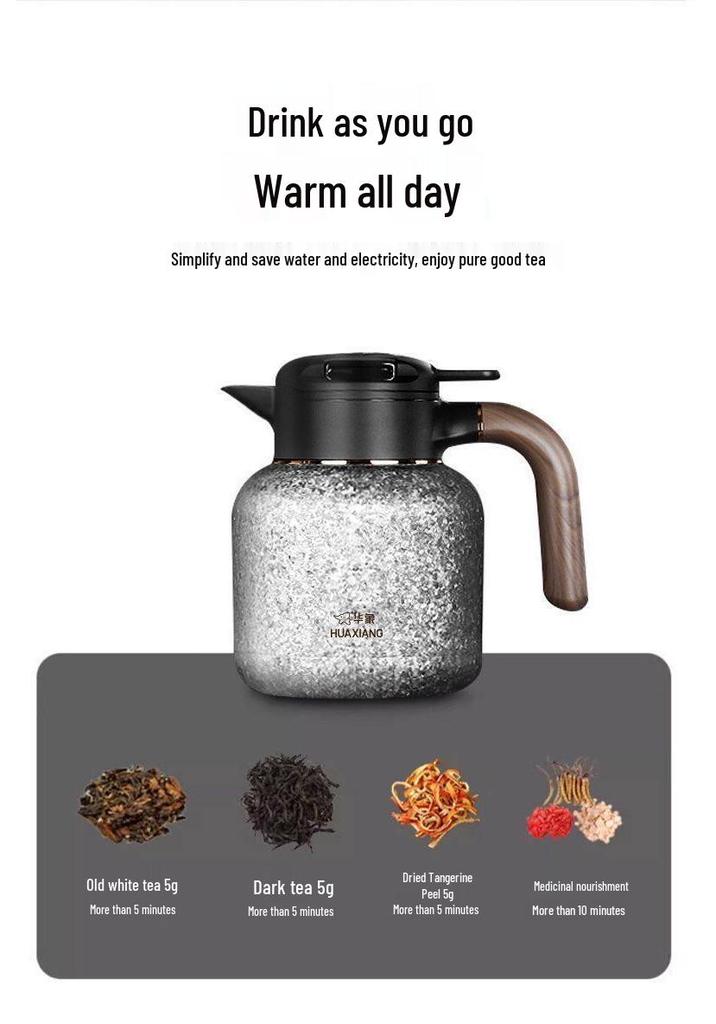Huaxiang Smart Titanium Tea Pot with Temperature Display - Large Capacity, Insulated for Stewing and Brewing Tea.