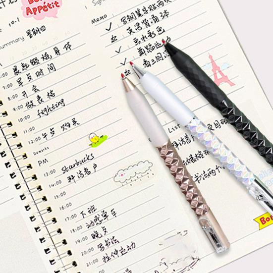 Geometric Deformation Gel Pen 0.5mm Fine Point Writing Pen with Silicone Grip Quick Dry Black Ink Pen Stationery