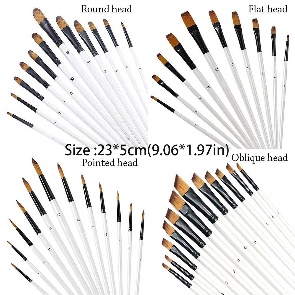 12Pcs Round Filbert Paint Brushes Set Artist Brush for Acrylic Oil Watercolor Gouache Artist Synthetic Nylon
