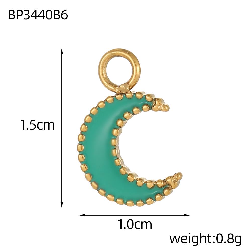 CARLIDANA Fashion Moon-shaped Multi-color Oil-dripping Gold Plated Stainless Steel Pendant Heart Apple Accessories DIY Jewelry
