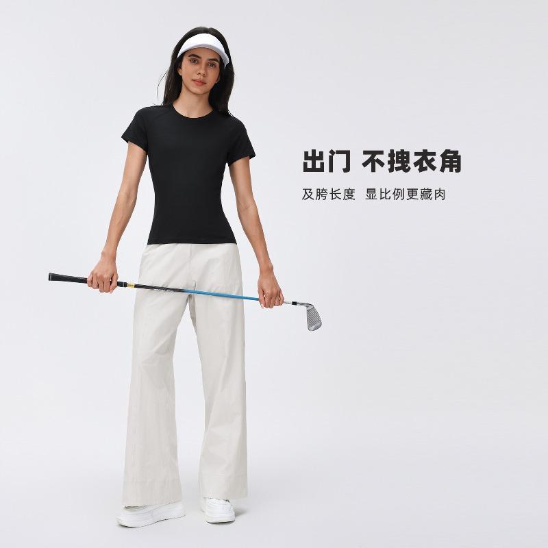 Summer round neck short-sleeved women's sweat-absorbing and breathable sports shirt, slim and thin running fitness yoga clothes