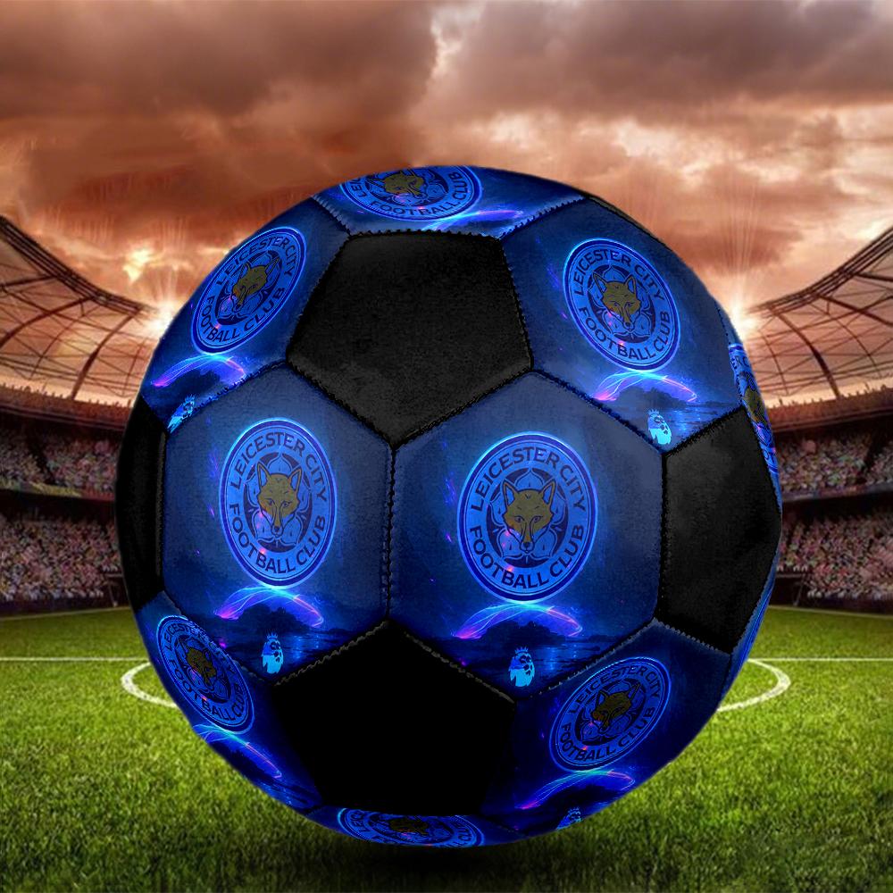SIZE 5 Leicester City FC Soccer Ball Colorful All Ages Machine Stitched PVC Competition Ready Durable High-Bounce