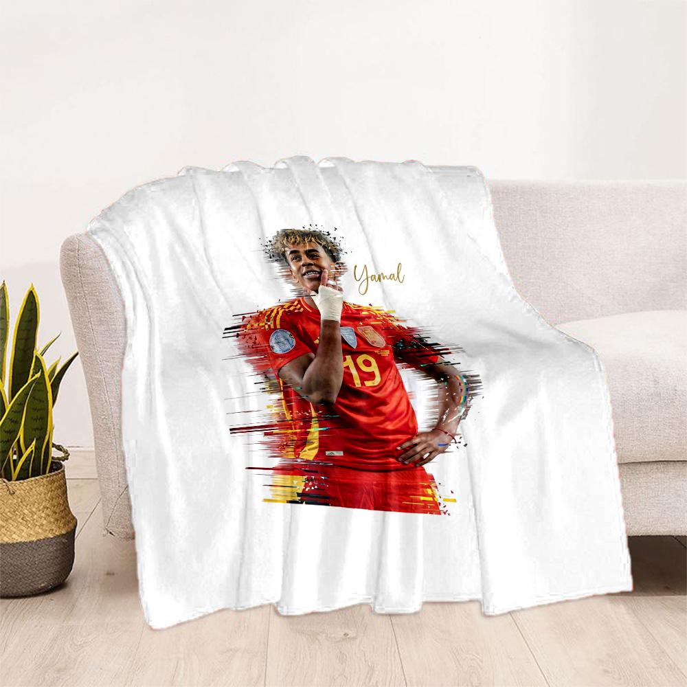 Lamine Yamal's Zukunfts-Fußball-Decke Ultra-Weich Toll für Bett Bürostuhl Büro für Alle Jahreszeiten Verspieltes Design Geburtstag Weihnachtsgeschenk Decke