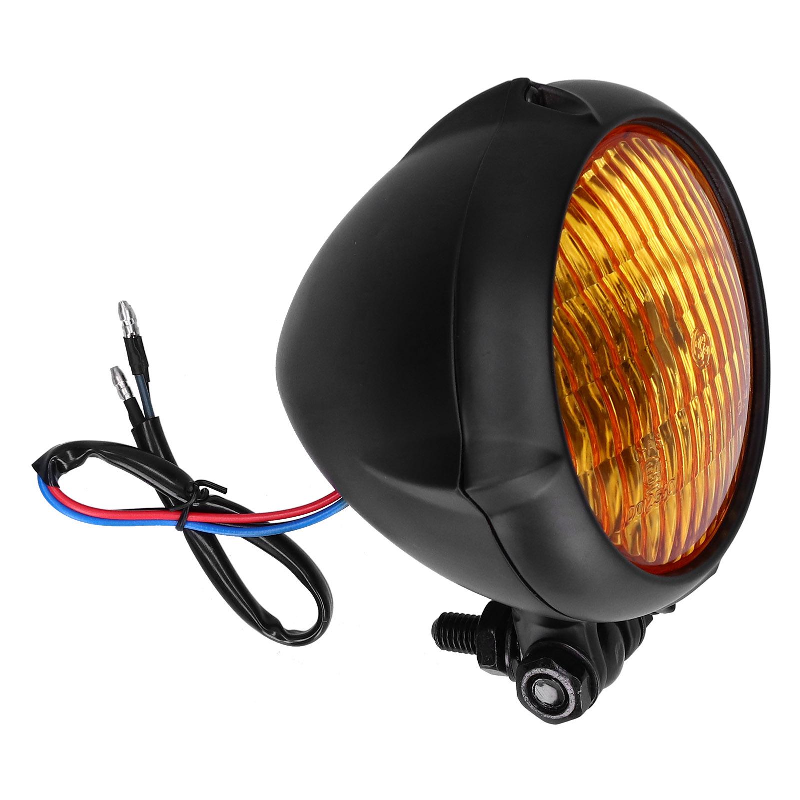 

Фара для мотоцикла винтажная круглая желтая модификация линзы универсальная 12 В 35 Вт