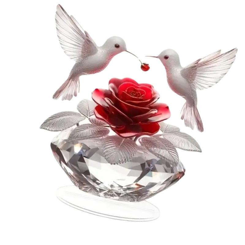 Acrylic Flower Branch Bird Statue Figurines Table Centerpieces Animal Figurines Sculptures Table Ornament Home Decors