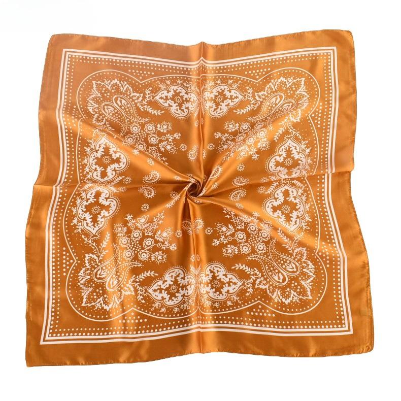 68Cm Paisley Small Cashew Flower Scarf For Women Spring And Summer Thin Satin Square Scarf Retro Versatile Headscarf Shawl