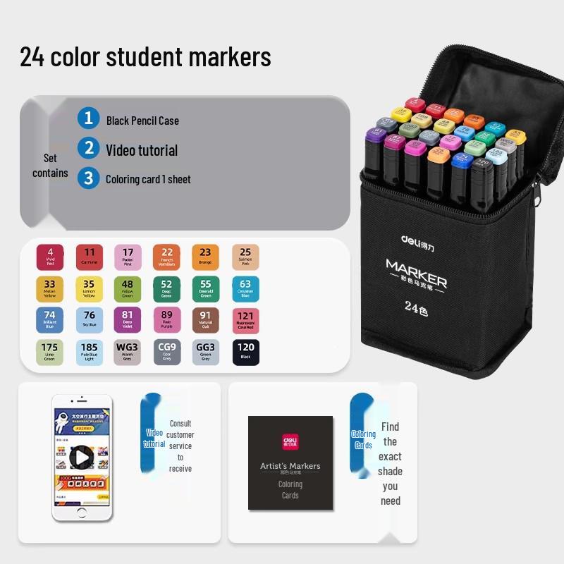 Double-Ended Watercolor and Oil-Based Art Pens for Primary School Kids: Quick-Drying Drawing Markers