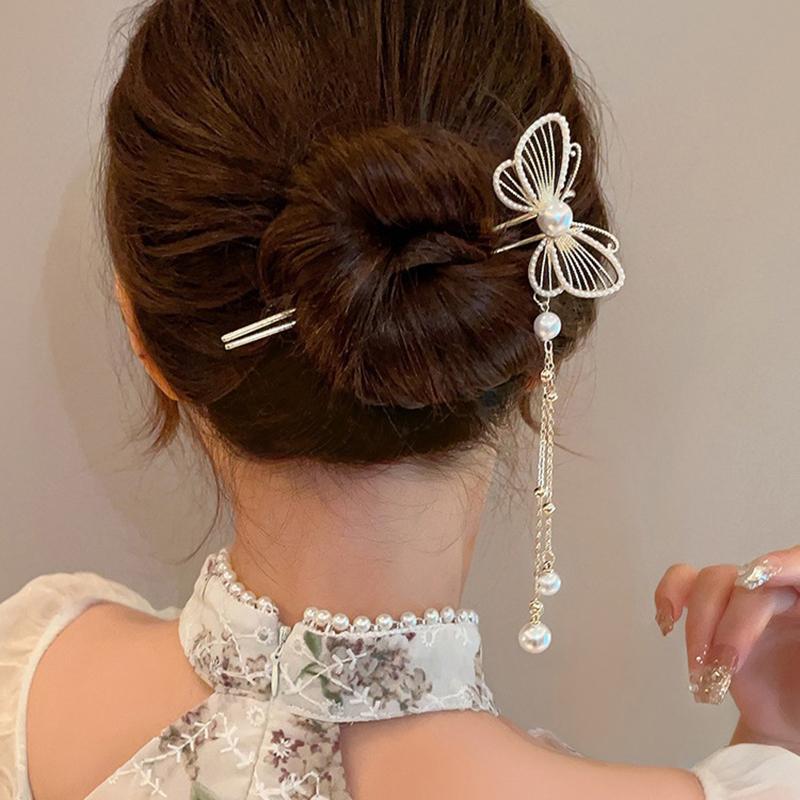 Vintage Butterfly Tassel Hairpin For Women Girl  Jewelry Gifts Headdress Hair Clip Chinese Hanfu Hair Sticks Accessories