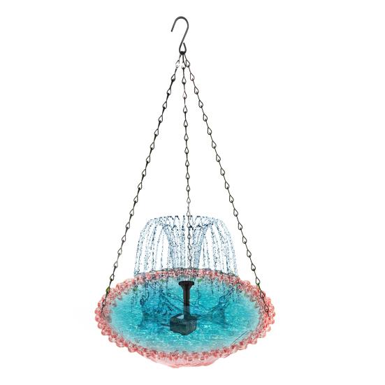 Solar-Kaskaden-Vogelbad-Brunnen Solarbetriebener Brunnen Hängendes Vogelbad Außen-Vogelbad Zieht Wildvögel an für Garten Hinterhof Dekoration