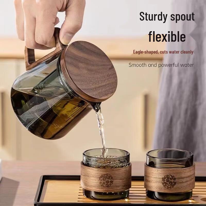 Shangqi Transparent Glass Teapot Set with 2 Cups and Tray