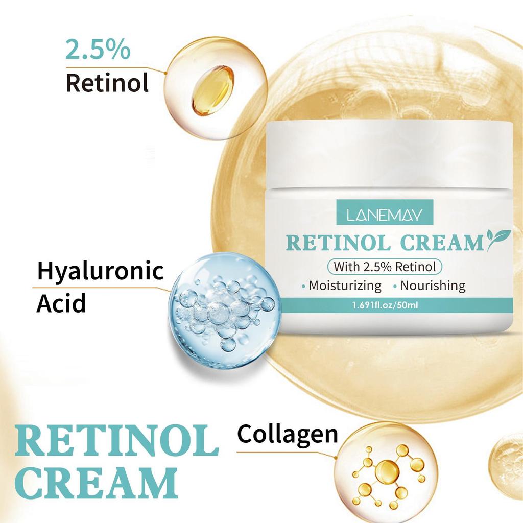 Retinol Cream-Provides Deep Moisture, Improves Skin Elasticity & Firmness, Tightens Sagging Skin-Suitable for all Skin Types, 50ml