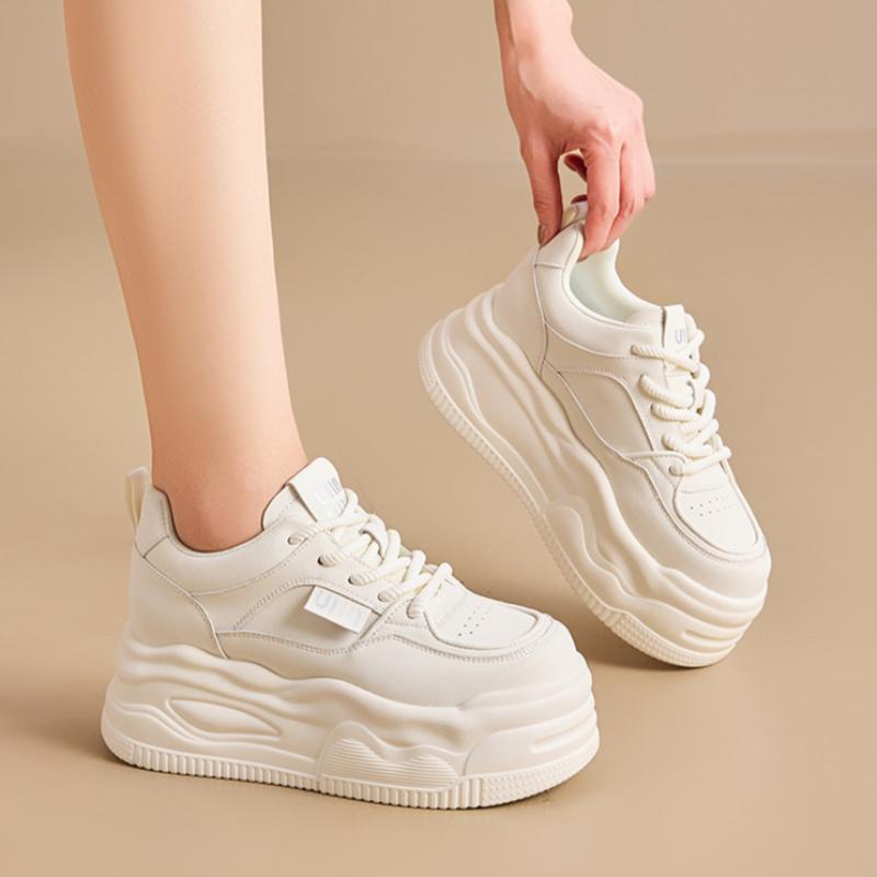 Women's Casual Shoes 7CM Thick Sole Height-enhancing White Shoes for Women, Versatile Small Sports Casual Shoes