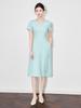 Elegant Checkered Beaded Waist-Hugging Women's Dress