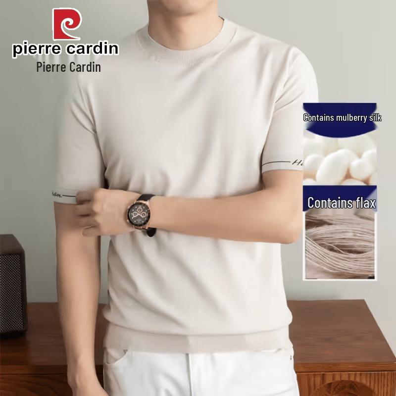 Pierre Cardin Men's Mulberry Silk Blend Short Sleeve T-Shirt