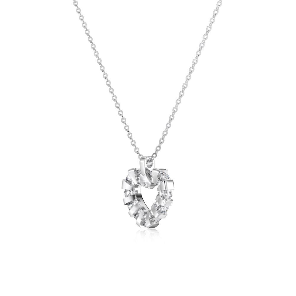Dylam High Jewelry Rhodium 18K Gold Plated S925 Silver 5A Zirconia Heart Love Pendant Necklaces for Xmas Christmas Gifts