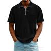 Mens Casual Solid Color Half Zip Short Sleeve Polo Shirt