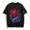 Red Blue Betta Fish Print Casual Short Sleeve T-Shirt Pure Cotton T-shirt