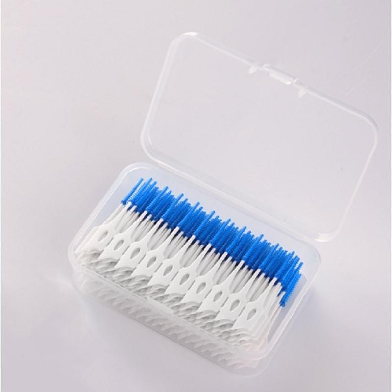 200 Pcs/Box Silicone Interdental Brushes Super Soft Dental Floss Toothpick Brush Between Teeth With Thread Oral Cleaning Tools