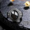 Vintage 925 Sterling Copper Ring Natural Black Onyx Ring Oval Round Stone Retro Fine Zircon Gift Sun Shaped For Women Men