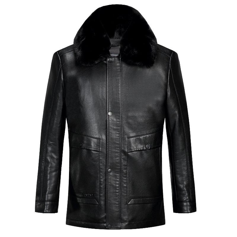 Herbst- und Winter-Samt-Verdickte Echtlederjacke für Herren Mittleren Alters Vaters Lammfelljacke