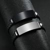 Fashion Blank Curve Polishing Stainless Steel Square Charm Geometric Bracelet Black Silicone Wrap Anniversary Men's