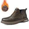 Men's Plus Size High-Top Chelsea Martin Boots - Lace-up Leather Work Boots for Outdoors and Casual Wear.