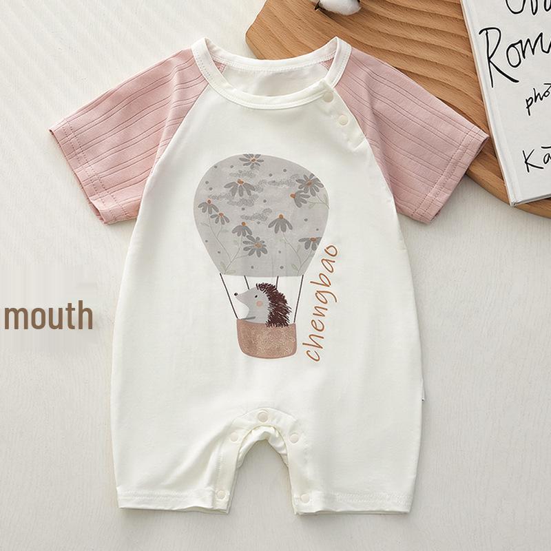 Bamboo Fiber Baby Summer Bodysuit Short Sleeve Jumpsuit Pajamas for Newborn Boys & Girls