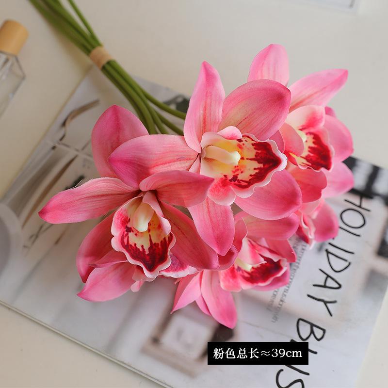 Jumo Home Furnishing New Simulation 6 Zayi Orchids, Zen Home Furnishing Tea Room Decoration False Flower Silk Flower Cymbidium Simulation Flower розовый