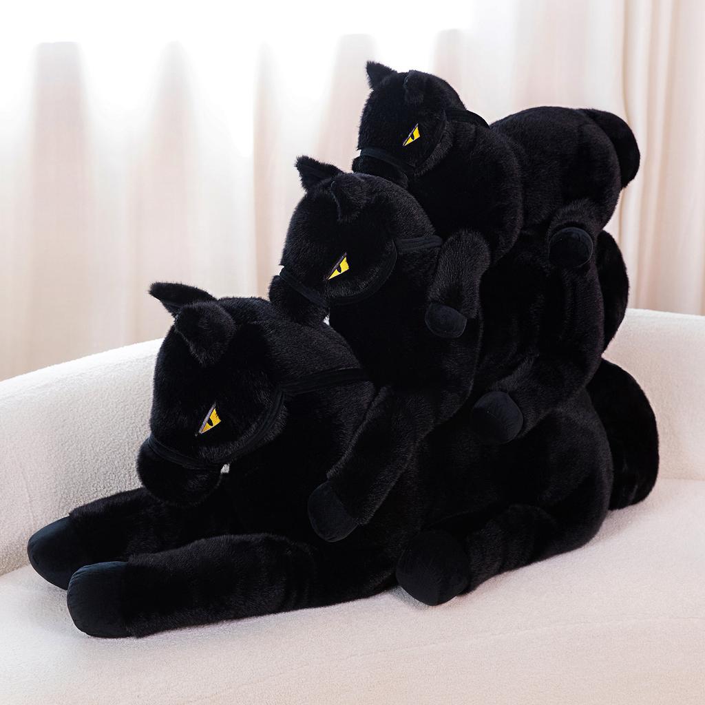 Big Size Cool Black Horse Throw Pillow Classic Horses Plush Toy Sofa Cushion Sleeping Companion Doll Home Decor Boy Gift
