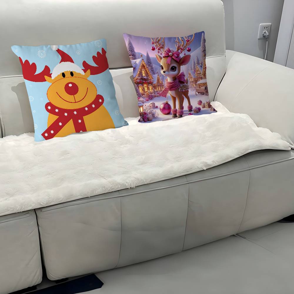 Weihnachts Rentier Kissenbezug Abnehmbarer Waschbarer Kissenbezug – Ganzjahresweichleinen