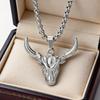 Vintage Distressed Bull Head Pendant with Chunky Chain, a Street Style Accessory for Men'S Trendy Outfits