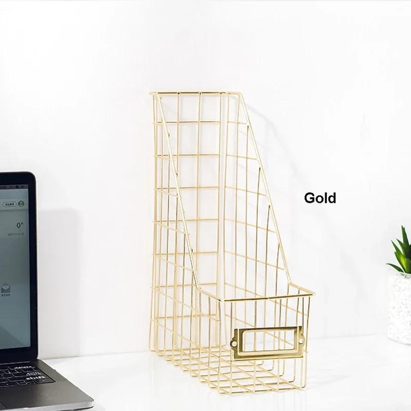 Desk Organizer Bedroom Wrought Iron Stationery Nordic Style Home Office Mesh Book Shelf File Holder Magazine Rack Management