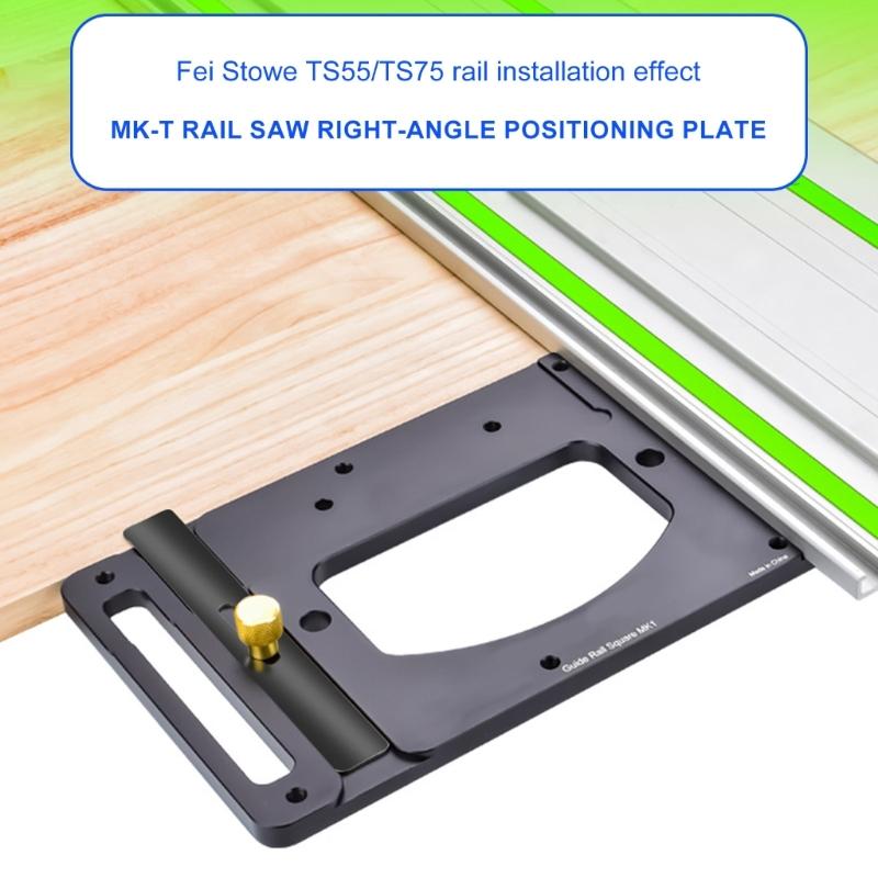 90 Degree Right Angle Stop Woodworking Tracksaw Square Guide Rails Square Clamp Positioning Plate with Edges Support