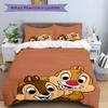 3pcs Naughty Chip 'n' Dale Printed Duvet Cover Set (1 * Cover+2 * Pillowcase, Without Core), Suitable for Home Bedroom, Guest Room, Dormitory Dec