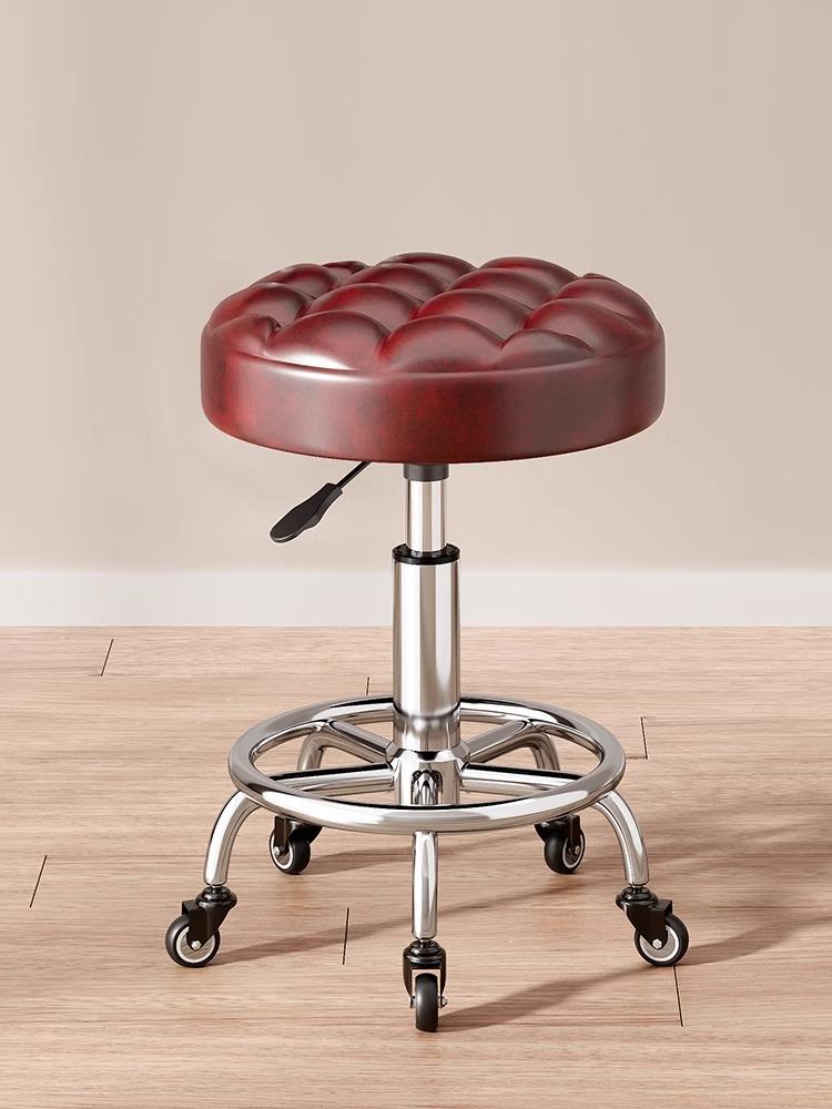 Modern Minimalist Beauty Stool, Adjustable Mobile Hairdressing Chair, Comfortable Cushioned Backrest Seat, Salon Barber Stool