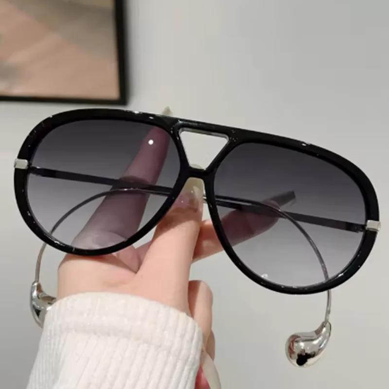 Luxury Brand Designer Oversized Pilot Sunglasses For Women Men  Popular Vintage Sun Glasses Punk Double Bridge Shade Uv400
