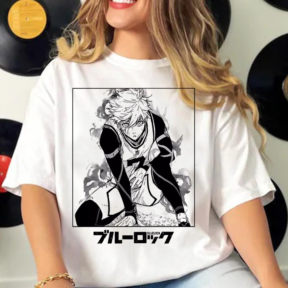 Japanese Anime Blue Lock T Shirt Women Men Short Sleeve T-shirt Harajuku Tops Tees Cartoon Streetwear